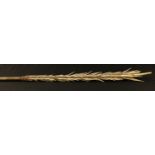 Tribal Art - a Polynesian fishing spear, the cord bound head with bones fashioned as spikes, 186cm