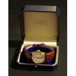 A 1940 Longines cushion 9ct gold watch, retailed by J W Benson, movement signed 8883882, enamelled