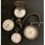 A silver open faced pocket watch; others, various (4)