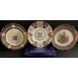 A Royal Crown Derby shaped circular cabinet plate, The Derbyshire Plate, featuring cameos of