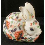 A Royal Crown Derby paperweight, Meadow Rabbit, gold stopper, 20cm, printed mark, boxed