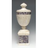 A Neo-Classical design white marble and amethyst quartz ovoid urn, 47cm high