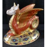 A Royal Crown Derby paperweight,The Wessex Wyvern, Winged Dragon of Wessex, printed marks, gold