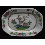 A Spode New Stone canted rectangular meat plate, painted in polychrome in the Chinese manner with