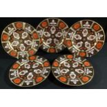 A set of five Abbeydale Imari Chrysanthemum pattern side plates, 23cm, printed marks, first quality