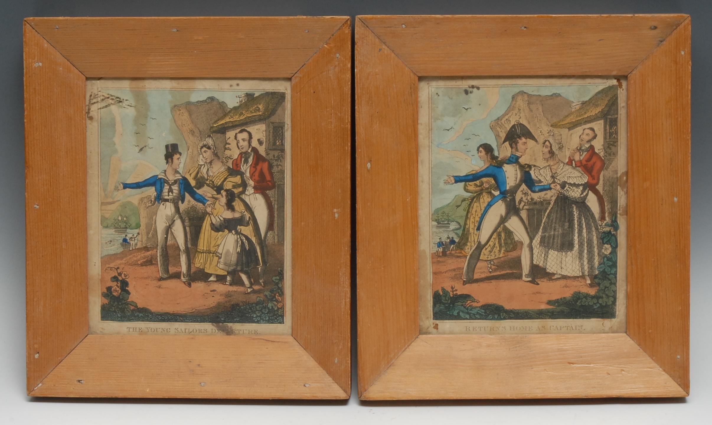 Interior Decoration - a pair of 19th century furnishing prints, The Young Sailor's Departure and