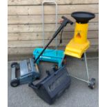 Gardening - an AL-KO Kober H1300 garden shredder; a Black & Decker Lawnraker; a Gardena spreader