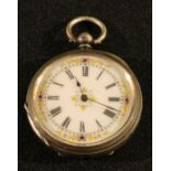 A late 19th century Swiss silver fob watch, 935 standard, c.1890