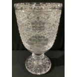 A large cut glass goblet, commemorating the visit of Pope John Paul II to GB 1982, 24cm high