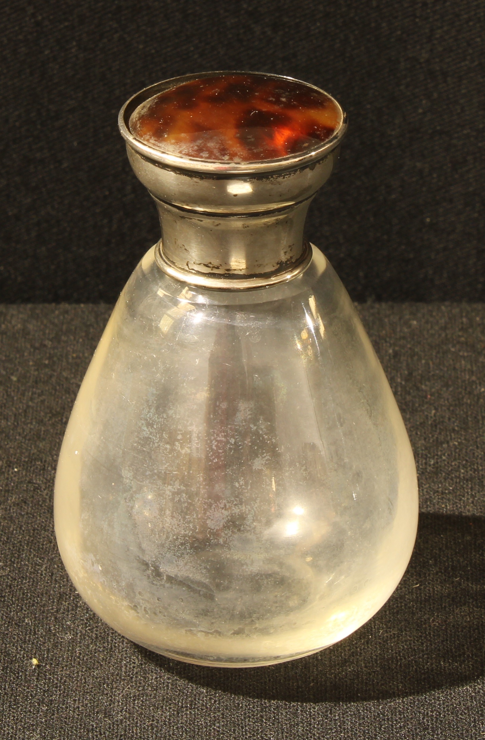 A George V silver and faux tortoiseshell scent bottle, Birmingham 1921