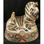 A Royal Crown Derby paperweight, Zebra, printed mark, gold stopper, boxed