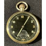 A military pocket watch, black face, GS/TP XX P1537