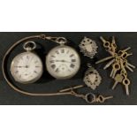 An Edwardian silver open face pocket watch, Improved Patent English Lever, white dial with Roman