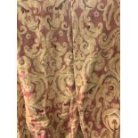 Textiles - two pairs of large country house interlined curtains, each 260cm drop, 120cm top, 265cm