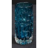 A Whitefriars blue glass bark vase, designed by Geoffrey Baxter, 18.5cm high