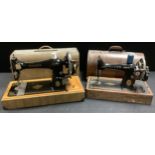 A Singer hand cranked sewing machine; another (2)