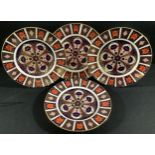 A set of four Royal Crown Derby Imari 1128 pattern dinner plates, 27cm, printed marks, first quality