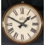 A Bulle circular wall clock, 29cm white dial, Roman numerals, mahogany case