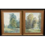 G Harrison A Pair, Country Walks signed, watercolurs