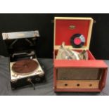 A Dansette record player; a Columbia portable wind-up gramophone (2)
