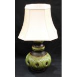 A large 1950's/60's West German pottery table lamp and shade