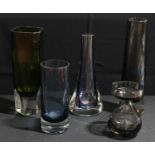 Mid 20th Century Design - a collection of mid 20th century art glass vases including a shaped