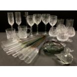 Glassware - Royal Doulton and Edinburgh crystal drinking glasses; a set of six novelty champagne