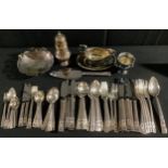 Plated Ware - a set of Community Plate flatware for six; a plated sauce boat; etc