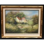 Les Parson Rural Homestead signed, oil on canvas, 29cm x 39cm