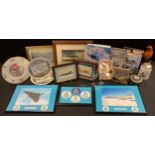 A collection of RAF memorabilia, Falkland Islands collector's plates, engraved glasses; associated