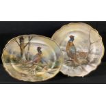A Staffordshire Phildale cabinet plate, painted by P Worsdale, signed, decorated with game birds