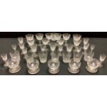 A set of six Edinburgh crystal cut glass red wine glasses, engraved mark to base, four white wine,