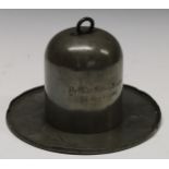 A 19th century pewter public house or tavern table top tobacco jar, the domed cover with ring handle