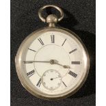 A silver fusee pocket watch, J Norris, Birmingham 1882