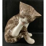A Winstanley model of a tabby kitten, glass eyes, 18cm, size 3, painted marks