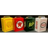 Automobilia - a set of four reproduction rectangular oil cans, Esso, Texaco, BP (4)