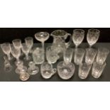 A cut glass water jug, six tumblers, a pair of silver wedding anniversary glasses; an Edwardian