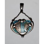 Charles Horner - an Art Nouveau silver and enamel pendant, Chester 1913