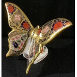 A Royal Crown Derby Old Imari solid gold band Butterfly, gold stopper, 11cm high, unboxed