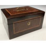 A Victorian walnut jewellery box, hinged cover enclosing a plush-lined fitted interior with
