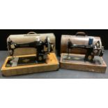 A Singer hand cranked sewing machine; another (2)