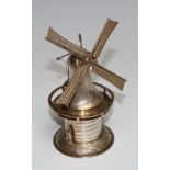 A Dutch silver novelty model, of a windmill, 14.5cm high, 3.9oz