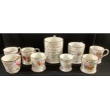 English Porcelain - a collection of nine mugs, including a presentation mug, probably Coalport,