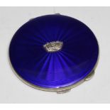 A George VI silver and enamel compact, Birmingham 1950