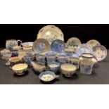 An early 19th century pearlware tea bowl and saucer, c.1805; others; mid 19th century coffee cans,