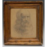 After Leonardo Da Vinci Self Portrait pencil drawing, 22.5cm x 19.5cm