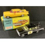 Corgi Toys 221 Chevrolet New York taxi cab, yellow body with red interior and plastic aerial, boxed;