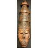 Tribal Art - a carved wooden mask, 64cm