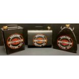 Automobilia - a set of three reproduction Harley Davidson motor oil cans
