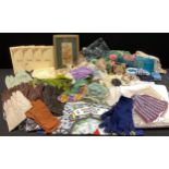 Textiles - a Cash's silk butterfly picture, framed and boxed; table cloths, doilies, lady's